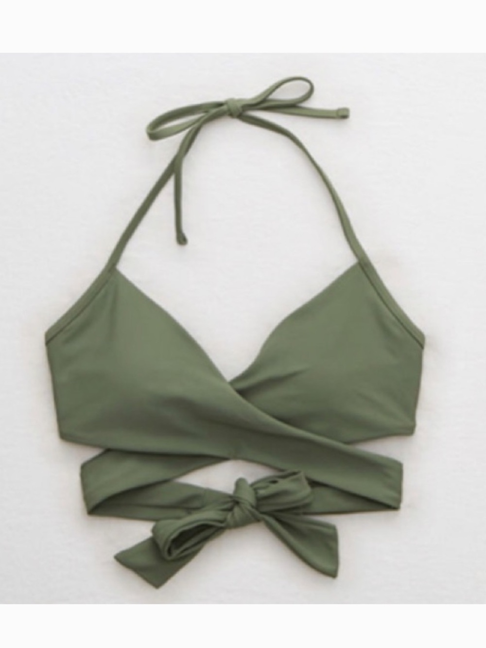 Aerie olive green Wrap Halter Bikini Top